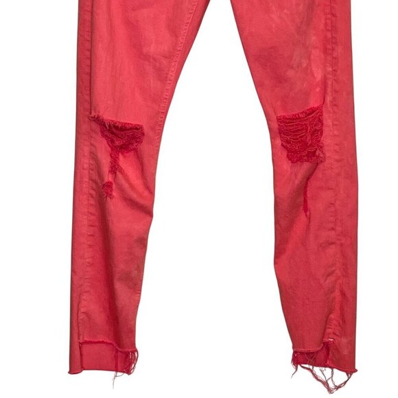 Rag & Bone Dre Capri Distressed Skinny Jeans Custom Dyed Coral Size 25 NEW! - Picture 7 of 13